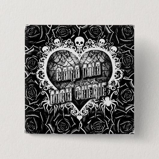 Badge Carré 5 Cm Cara Mia, Mon Cherie (Devant)