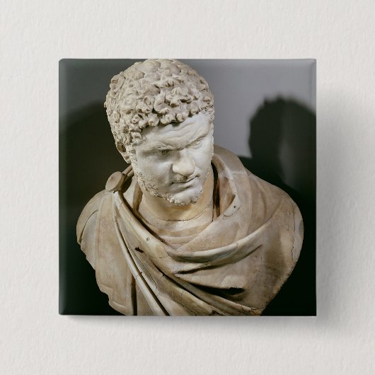 Badge Carré 5 Cm Caracalla, le marbre romain cuirassed le buste, (Devant)