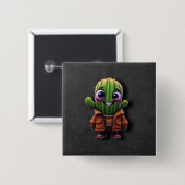 Badge Carré 5 Cm Caractère de cactus adorable (Devant & derrière)