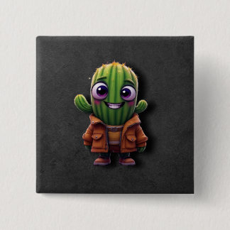 Badge Carré 5 Cm Caractère de cactus adorable