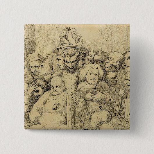 Badge Carré 5 Cm Caractères littéraires assemblés autour du (Devant)