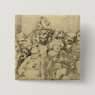 Badge Carré 5 Cm Caractères littéraires assemblés autour du