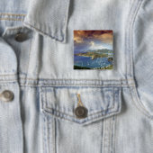 Badge Carré 5 Cm Caraïbes, Antigua. (En situation)