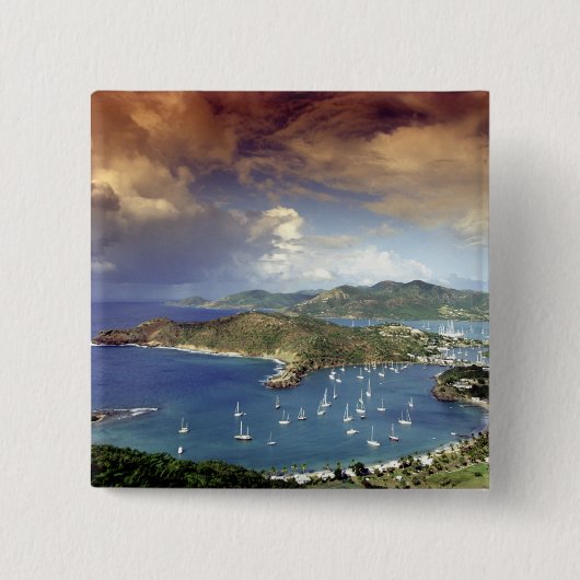 Badge Carré 5 Cm Caraïbes, Antigua. (Devant)