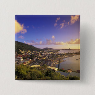 Badge Carré 5 Cm Caraïbes, Antilles françaises, Saint-Martin.