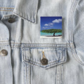 Badge Carré 5 Cm Caraïbes, Aruba. Plage d'Eagle (En situation)