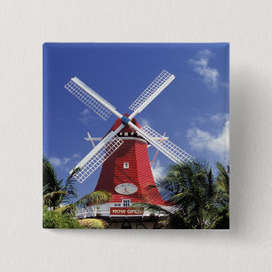 Badge Carré 5 Cm Caraïbes, Aruba. Vieux Moulin, converti en 'Moulin