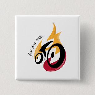 Badge Carré 5 Cm Carburez votre feu. motivation cycliste