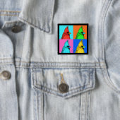 Badge Carré 5 Cm Cardinal d'une couleur différente (En situation)