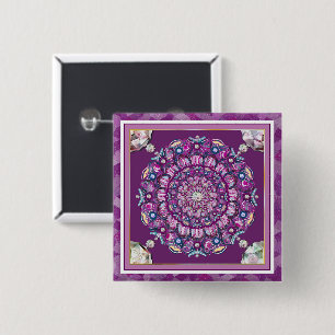 Badge Carré 5 Cm Cardinal Red Rosace