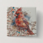 Badge Carré 5 Cm Cardinal sur Virginia Road Map (Devant)