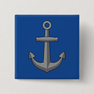 Badge Carré 5 Cm Caricature Ancre de bateau