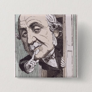 Badge Carré 5 Cm Caricature d'Albert, Duc de Broglie