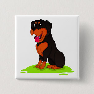 Badge Carré 5 Cm Caricature de Amoureux des chiens de marionnettes 