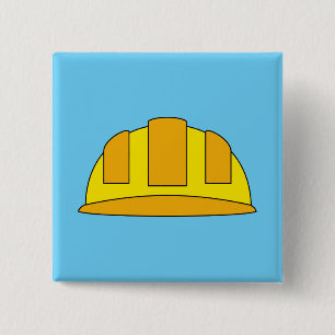 Badge Carré 5 Cm Caricature de Casquette dur jaune