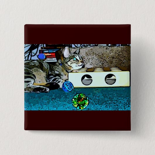 Badge Carré 5 Cm Caricature Indigo (Devant)