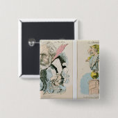 Badge Carré 5 Cm Caricatures de Victor Hugo et de napoléon III (Devant & derrière)