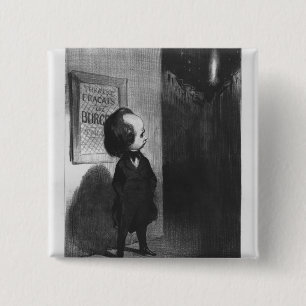 Badge Carré 5 Cm "Caricatures du jour", caricature de Victor Hugo