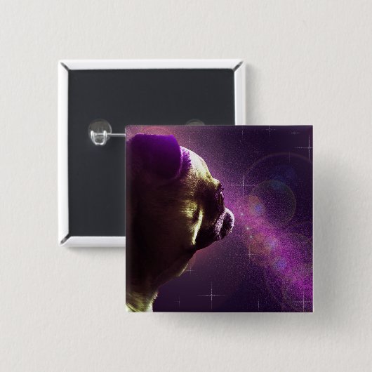 Badge Carré 5 Cm Carlin dans l'espace (Devant & derrière)