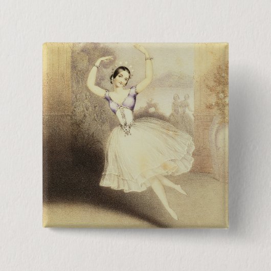 Badge Carré 5 Cm Carlotta Grisi (1819-99) dans le ballet du Peri (Devant)