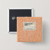 Badge Carré 5 Cm Carnet de composition orange (Devant & derrière)