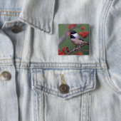 Badge Carré 5 Cm Carolina Chickadee (En situation)