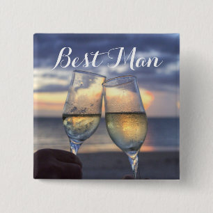 Badge Carré 5 Cm Carré Best Man Sunset Sur Les Boutons De Mariage D