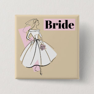 Badge Carré 5 Cm Carré du bouton Neutral Bride Fashion Bride