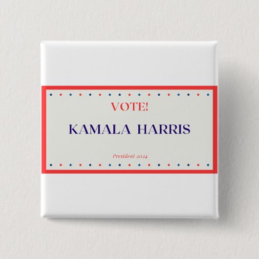 Badge Carré 5 Cm Carré Kamala Harris, bouton (Devant)