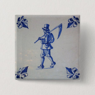 Badge Carré 5 Cm Carreaux bleus Delft - Moteur portante Scythe ou f