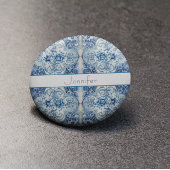 Badge Carré 5 Cm Carreaux d'antiquité en bleu Delft, personnalisabl