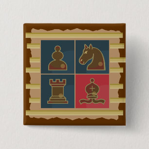 Badge Carré 5 Cm Carrés d'échecs