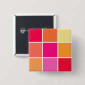 Badge Carré 5 Cm Carrés rose, orange et jaune (Devant & derrière)