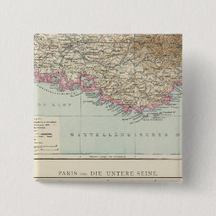 Badge Carré 5 Cm Carte Atlas de France