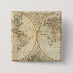 Badge Carré 5 Cm Carte composite World à la main