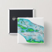 Badge Carré 5 Cm Carte de Caraïbes (Devant & derrière)