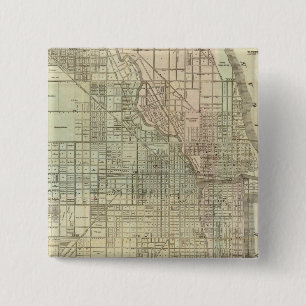 Badge Carré 5 Cm Carte De Chicago
