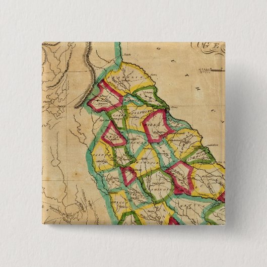 Badge Carré 5 Cm Carte de la Géorgie (Devant)