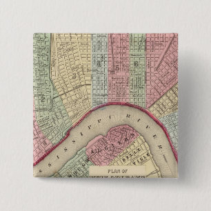 Badge Carré 5 Cm Carte de la Nouvelle-Orléans par Mitchell