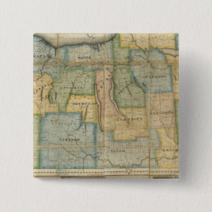 Badge Carré 5 Cm Carte de la partie occidentale de l'État de New Y