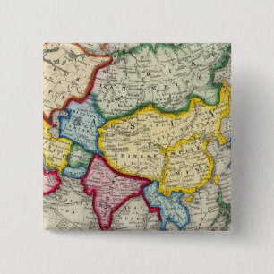 Badge Carré 5 Cm Carte De L'Asie