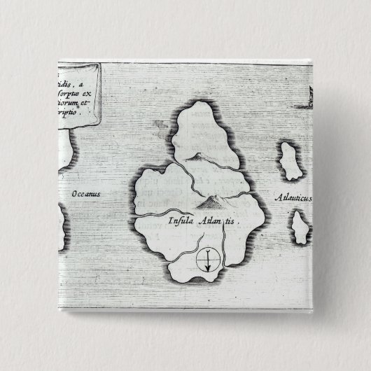Badge Carré 5 Cm Carte de l'Atlantide, de 'Mundus Subterraneus (Devant)
