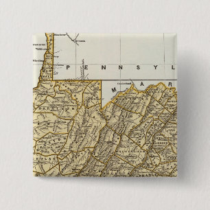 Badge Carré 5 Cm Carte de l'Atlas de Virginie