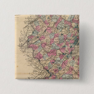 Badge Carré 5 Cm Carte de l'Atlas du New Jersey