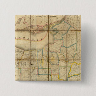Badge Carré 5 Cm Carte de l'État de New York