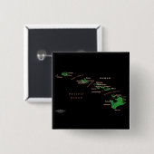 Badge Carré 5 Cm Carte de l'île d'Hawaii (Devant & derrière)