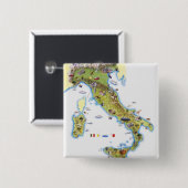 Badge Carré 5 Cm Carte de l'Italie (Devant & derrière)