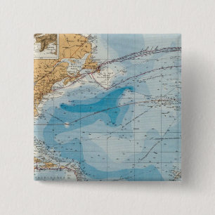 Badge Carré 5 Cm Carte de l'océan Atlantique Nord