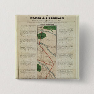 Badge Carré 5 Cm Carte de Paris au chemin de fer de St Germain, par