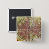 Badge Carré 5 Cm Carte de Paris 'de terrarrum d'orbis de Civitates (Devant & derrière)